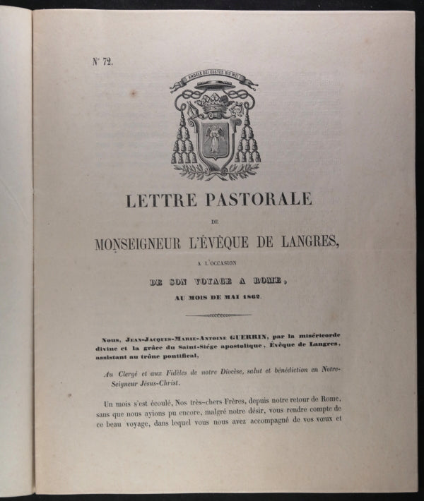 1862 France, pamphlet ‘Lettre pastorale Monseigneur Evêque Landres'