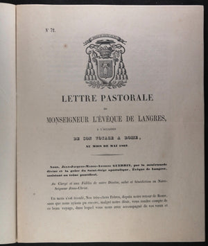 1862 France, pamphlet ‘Lettre pastorale Monseigneur Evêque Landres'