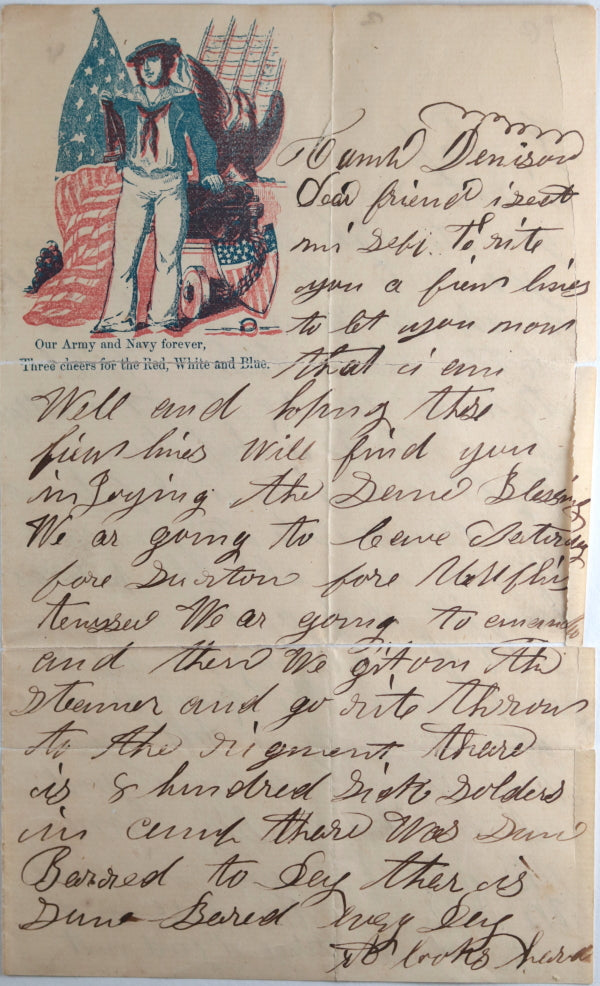 1862 Civil War patriotic Union soldier letter, Camp Dennison Ohio