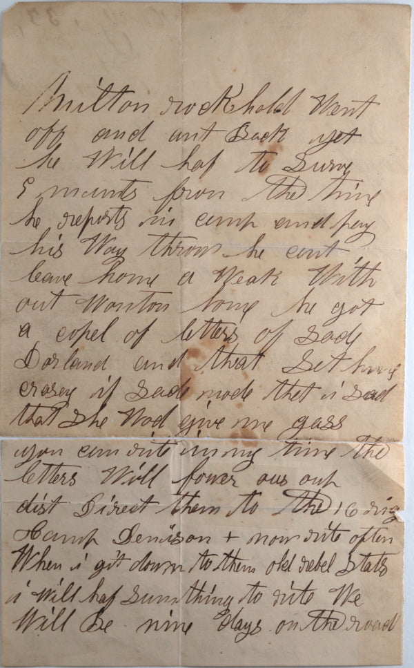 1862 Civil War patriotic Union soldier letter, Camp Dennison Ohio