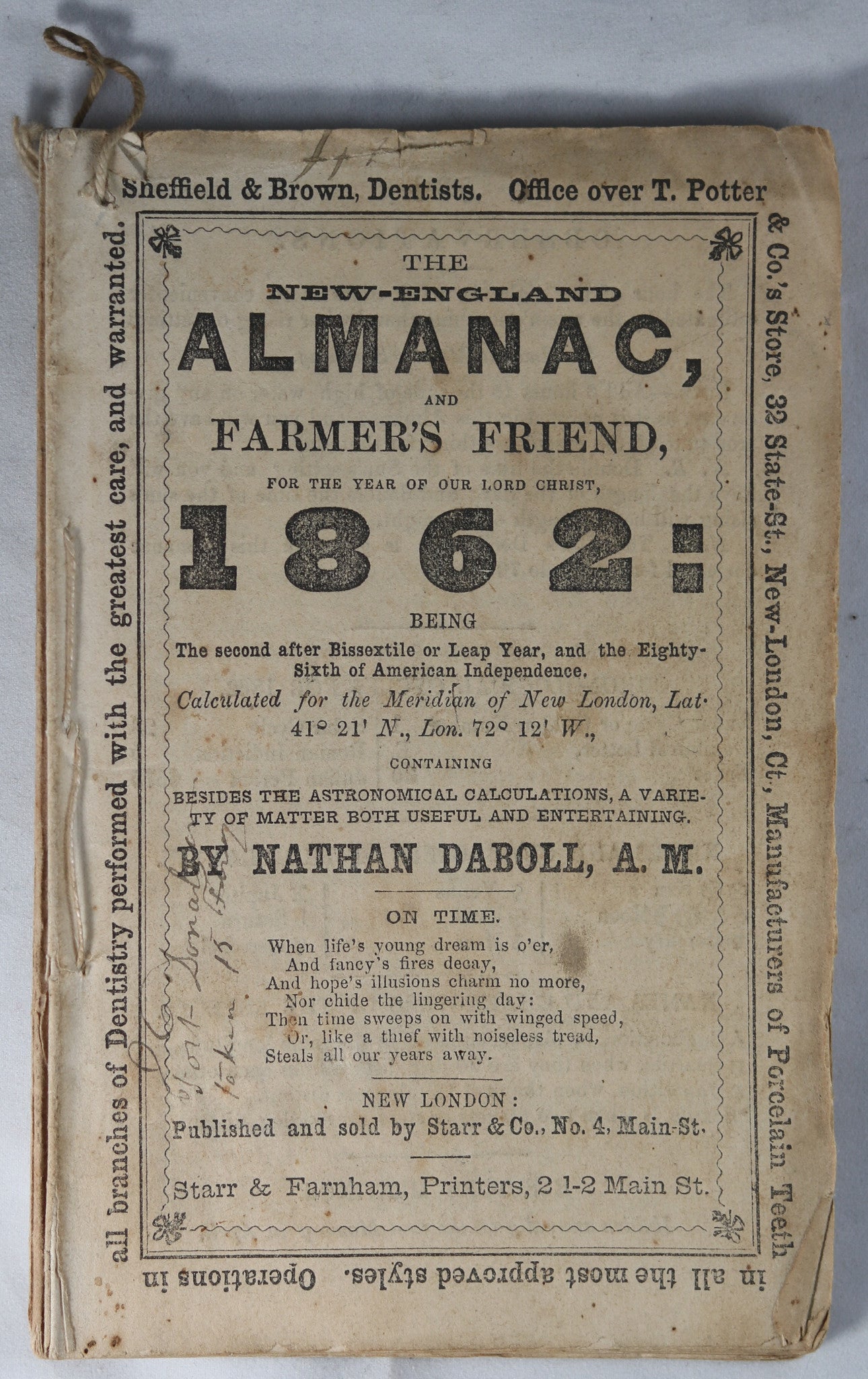 1862 New-England Alamanac and Farmer’s Friend