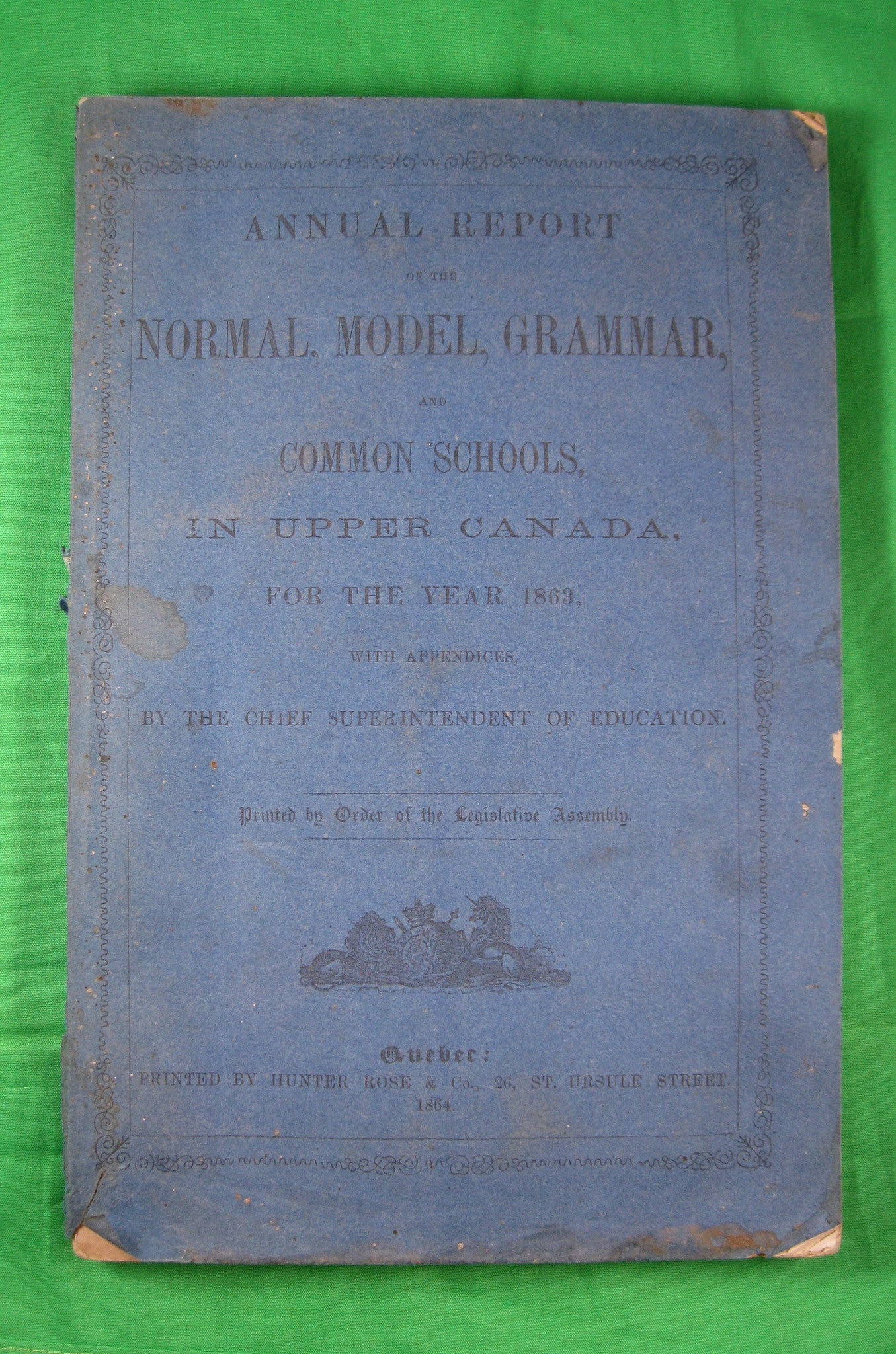 Annual report of the Normal Model Grammar and Common Schools in Upper Canada for the year 1863 (Ryerson)