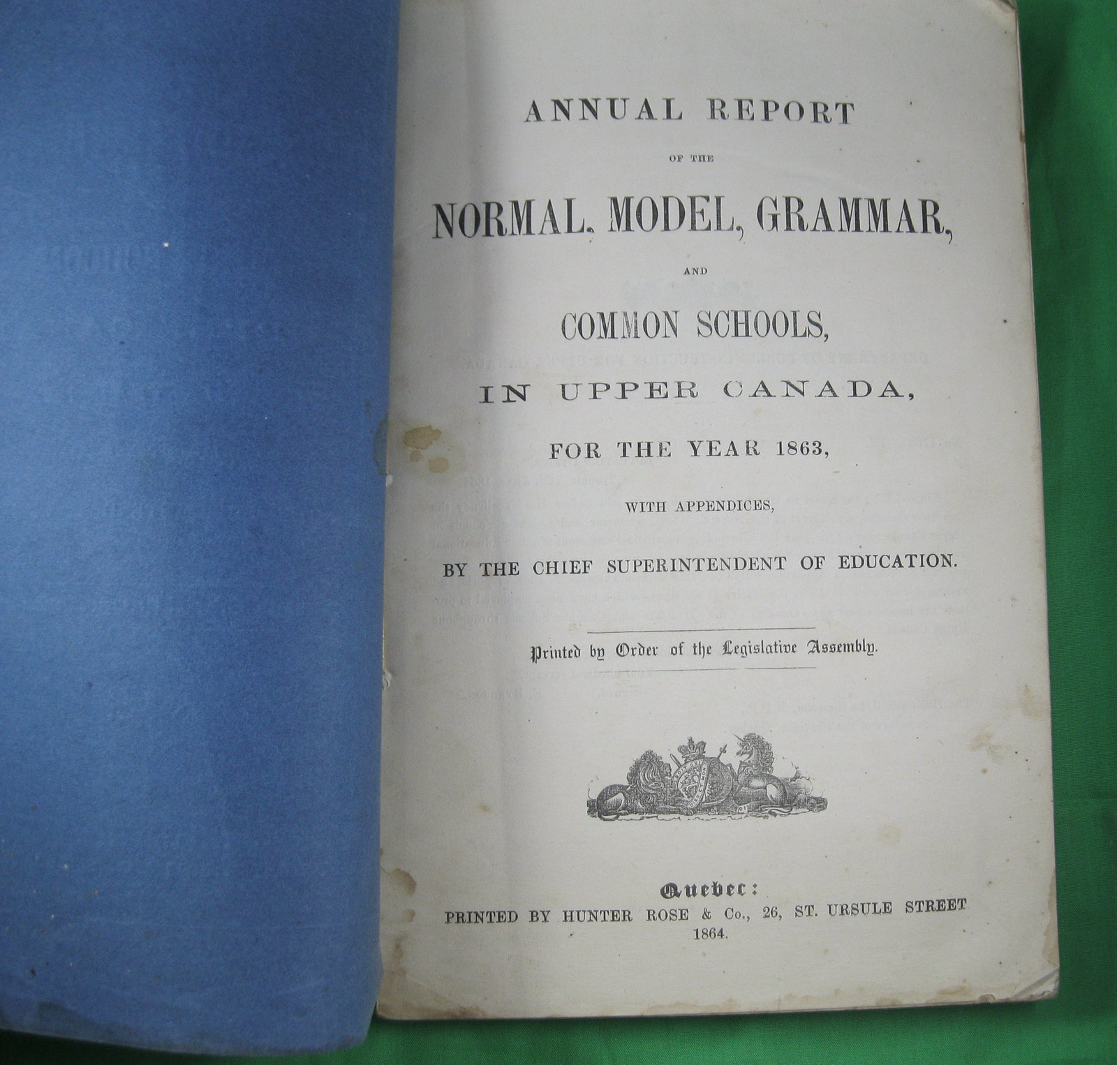 Annual report of the Normal Model Grammar and Common Schools in Upper Canada for the year 1863 (Ryerson)