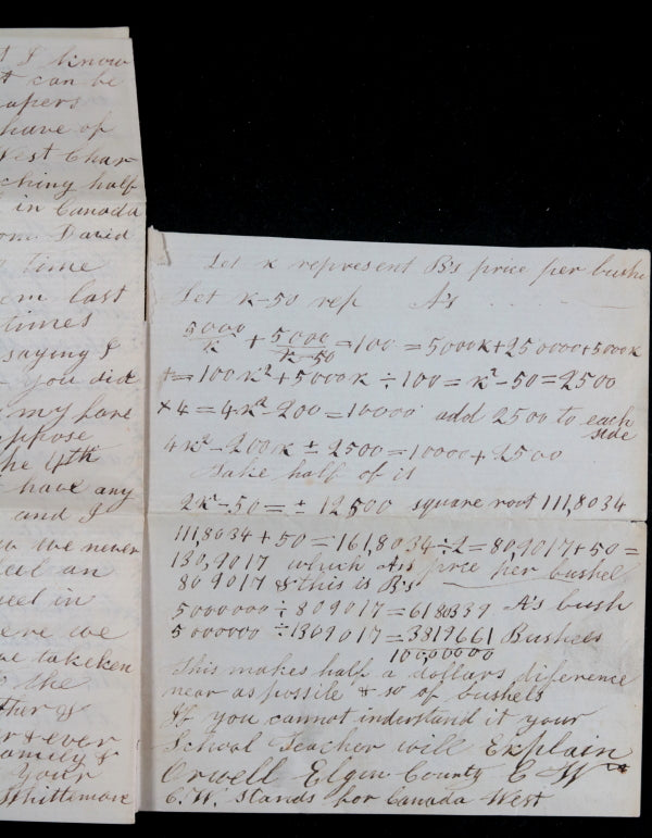 1863 Canada West, letter from farmer to brother in Union Army (Ohio)