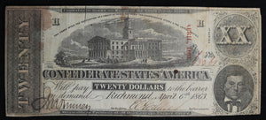 1863 Confederate States of America $20 Richmond Virginia