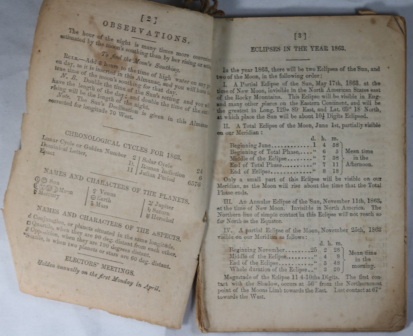 1863 New-England Almanac and Farmer’s Friend