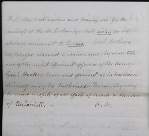 1863 letter criticizing Army leadership, 2nd Massachusetts Volunteers
