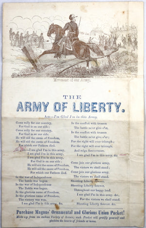 1864 Charles Magnus illustrated  ‘Army of Liberty’ song sheet
