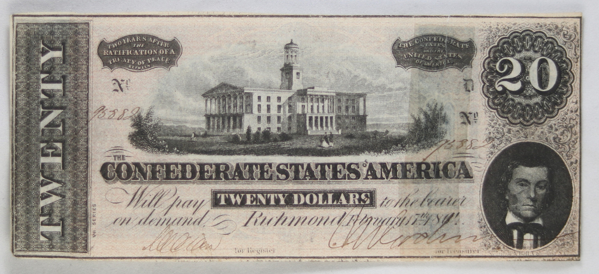 1864 Confederate States of America $20 Richmond Virginia