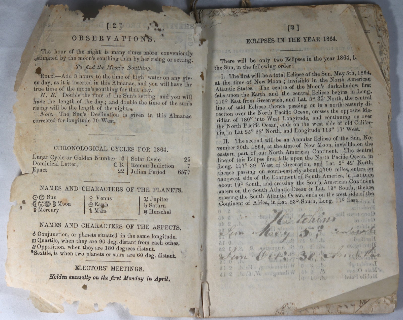 1864 New-England Almanac and Farmer’s Friend