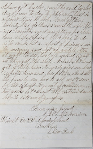 1865 letter from sailor on board USS Rhode Island - rebellion!