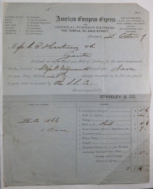 1867 Liverpool UK bill of lading American European Express