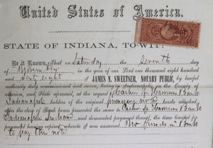 1868 Indianapolis notary ‘Protest’ Harrison’s Bank, insufficient funds