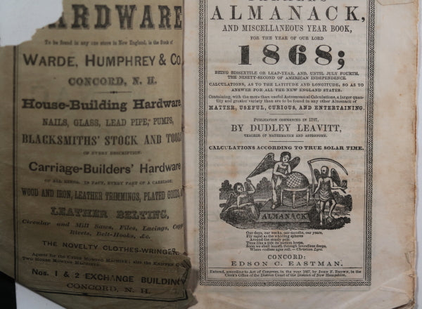 1868 Leavitt's Farmer's Almanac Concord N.H. (USA)