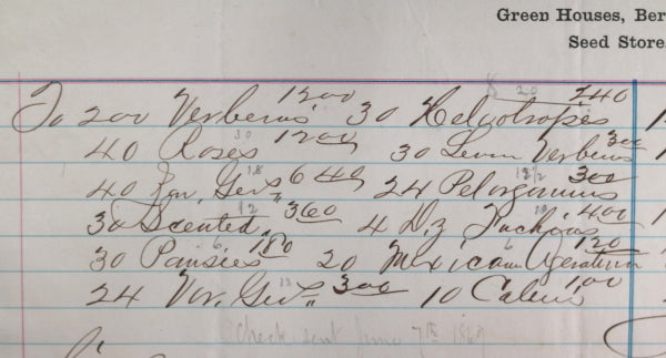 1869 NYC,  invoice from Henderson  - Seedman and Florist