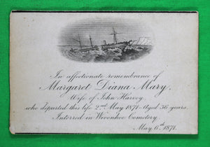 Victorian 1871 UK memorial funeral card, Essex