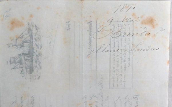 1871 connaissements maritime transport eau-de-vie... Bordeaux-Londres