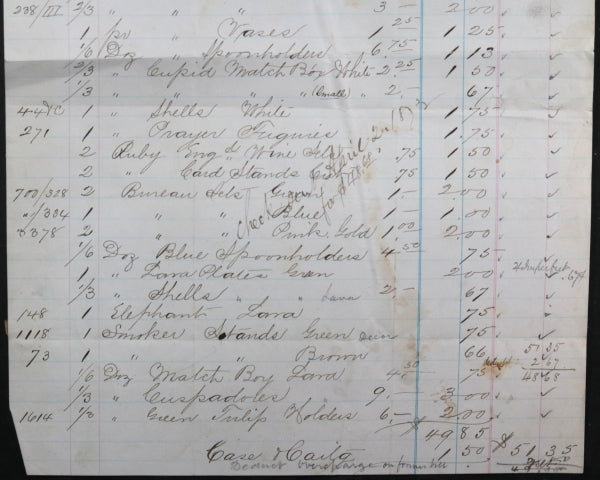1872 NYC invoice J. M. Young & Co. importers of china and glassware