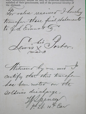 1872 discharge for 'Buffalo Soldier' 10th US Cavalry Fort Sill (Indian Territory)