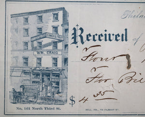 1876 Philadelphia illustrated receipt from WM. Craig Candy & Fruit