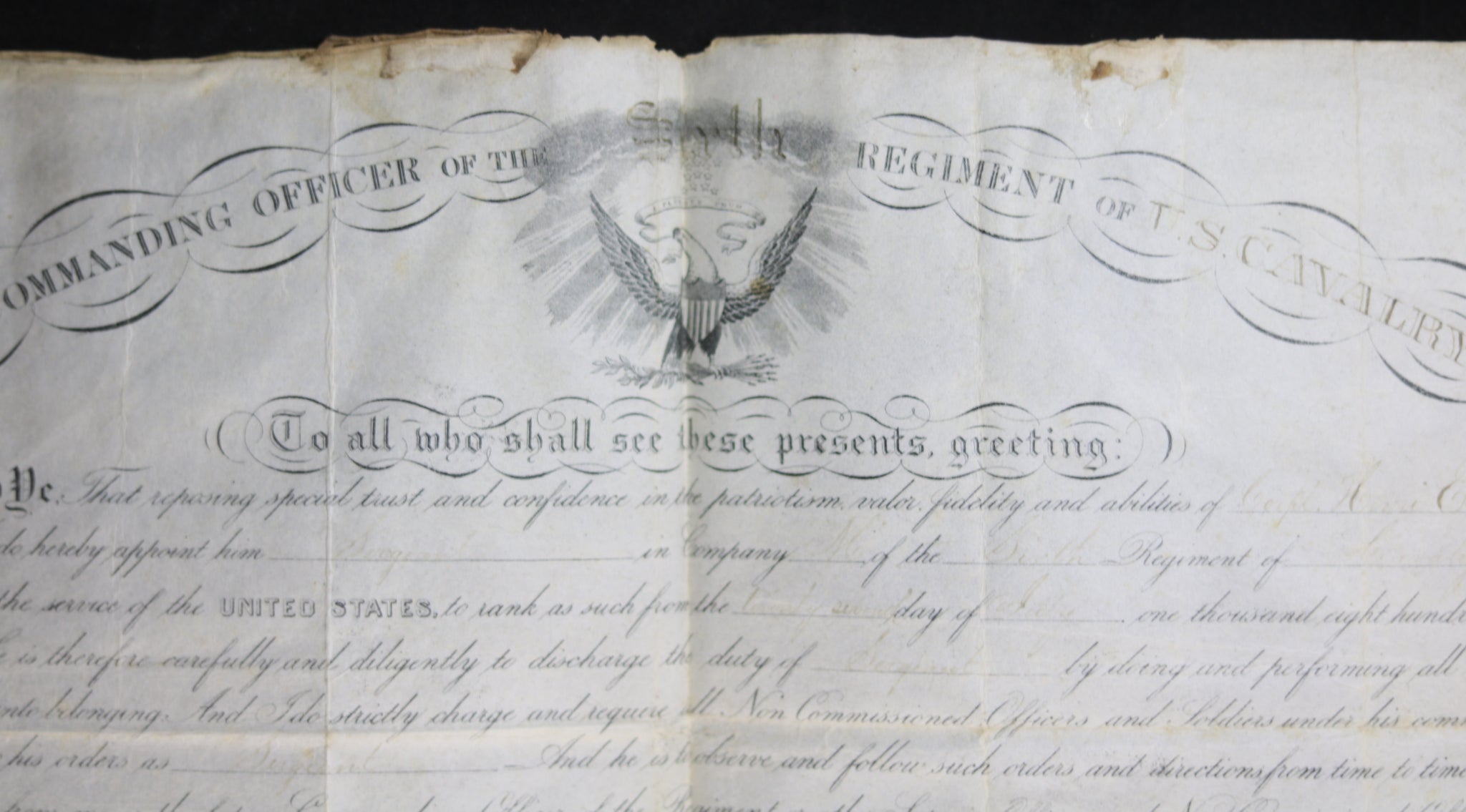 1876 promotion to sergeant 6th Regiment US Cavalry Indian Wars (Arizona)