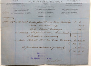 1880 London UK receipt tailor Poole & Co for Eduardo Philipson