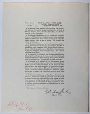 1880 Special Orders HQ of the Army signed by A-G Townsend (2 of 2)