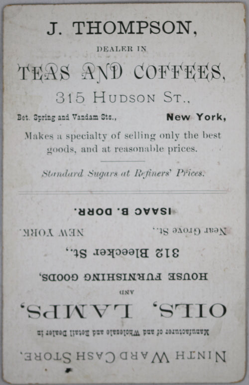 1882 two NYC Bedford St. Sunday School nad Trade Cards 1882 two NYC Bedford St. Sunday School nad Trade Cards