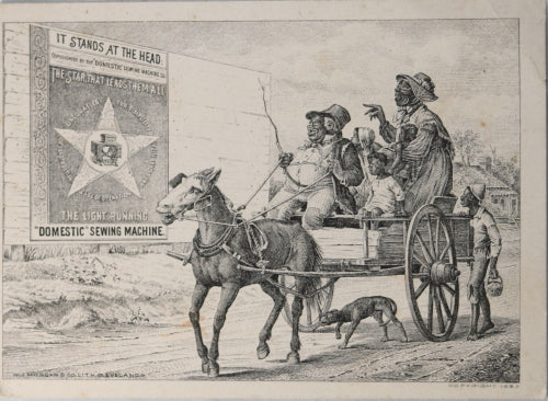 1882 USA trade card for Domestic sewing machines (Black Americana)