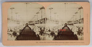1882 stereoscopic photo ‘Largest Dining Hall in the World – Saratoga’ (USA)