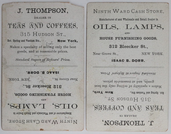 1882 two NYC Bedford St. Sunday School + Trade Cards