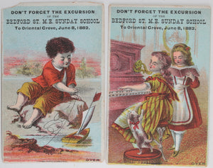 1882 two NYC Bedford St. Sunday School + Trade Cards