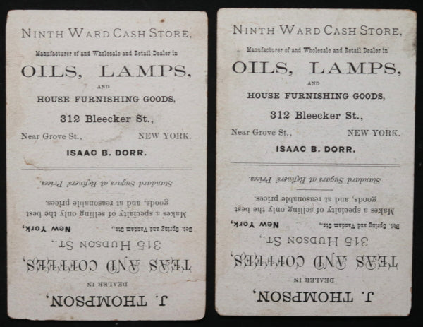 1882 two NYC Bedford St. Sunday School nad Trade Cards