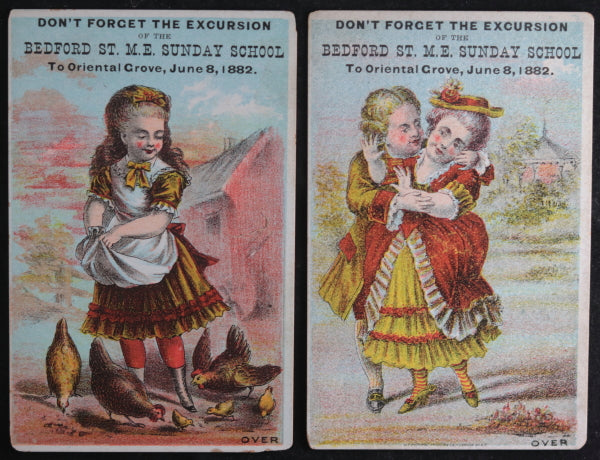 1882 two NYC Bedford St. Sunday School nad Trade Cards