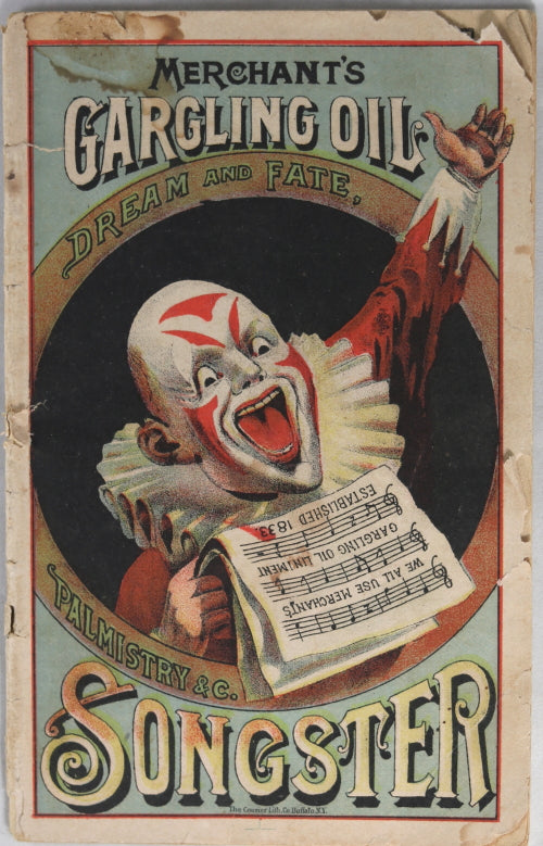 1887 booklet Merchant’s GARGLING OIL SONGSTER, songs and medicine