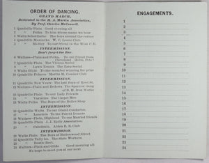 1887 dance card for Grand Reception Mænnerchor Hall (Philadelphia)