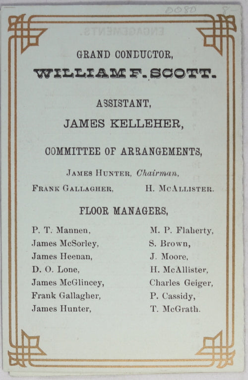 1887 dance card for Grand Reception Mænnerchor Hall (Philadelphia) 1887 dance card for Grand Reception Mænnerchor Hall (Philadelphia)
