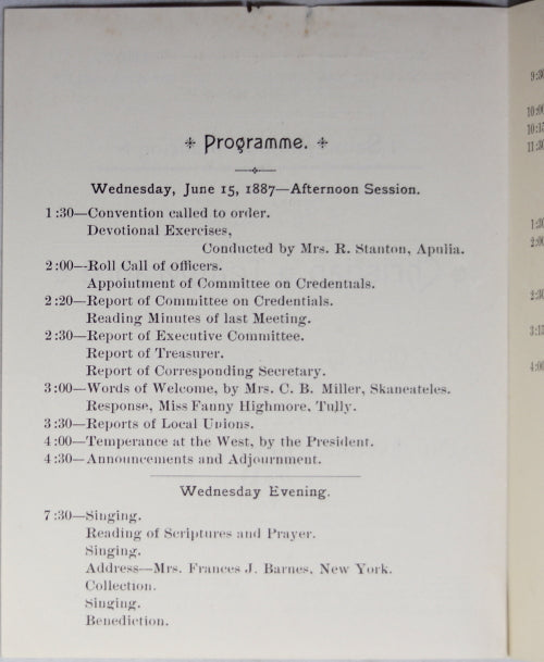 1887 pamphlet Woman’s Christian Temperance  Onendaga N.Y.