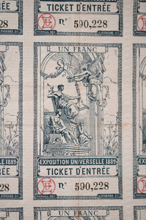 1889 Paris, lot de 25 billets d’entrée pour l’Exposition Universelle (Eiffel)