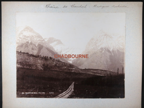 1889 William Hanson photo CPR tracks Leanchoil Range, Rocky Mts. B.C.