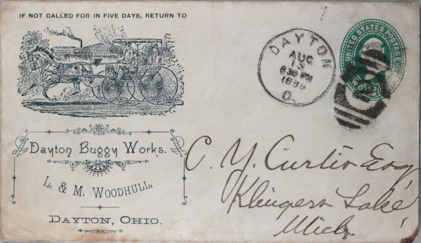 1889 advertising cover for Dayton Buggy Works, Dayton OH