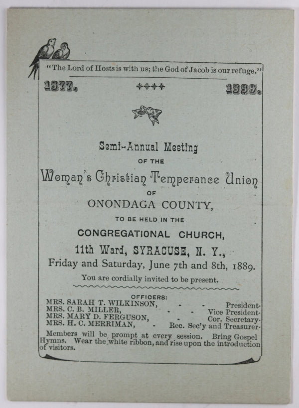 1889 pamphlet Woman’s Christian Temperance Union Syracuse N.Y.