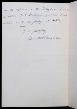 1890 London UK letter Sir Clemens Markham KCB FRS, comments on book