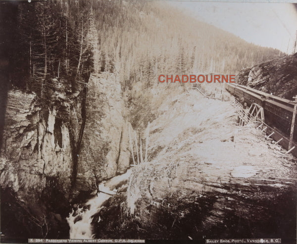 1890s Bailey Bros. photo CPR  train in Albert Canyon, British Columbia 