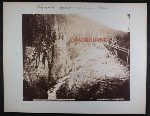 1890s Bailey Bros. photo CPR  train in Albert Canyon, British Columbia