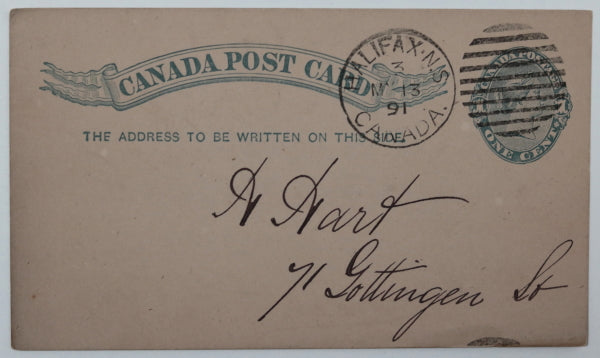 1891 Canada postal card, Rambler Cycle Club Halifax N.S.