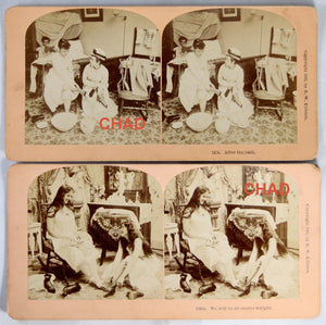 1892-9 Set of 4 stereoscopic photos young ladies & clothing
