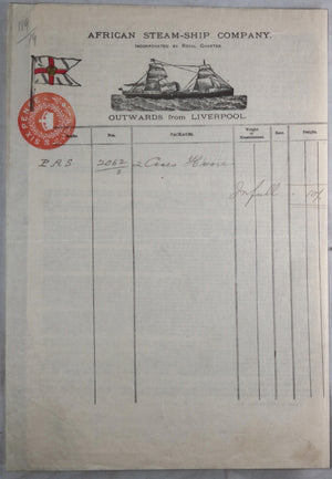 1892 Liverpool bill of lading, hardware to Loango Africa #2