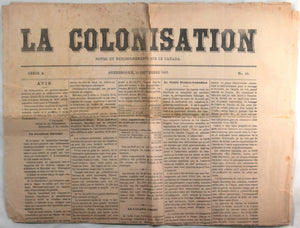 1893 Sherbrooke Québec journal ‘La Colonisation’