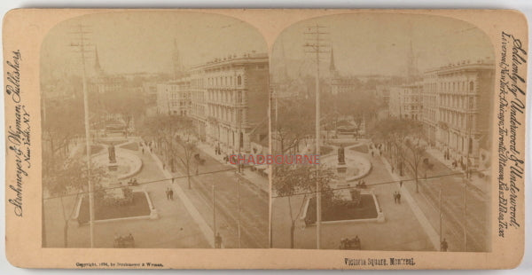@1894 Montreal stereoscopic photo Victoria Square (Strohmeyer & Wyman)